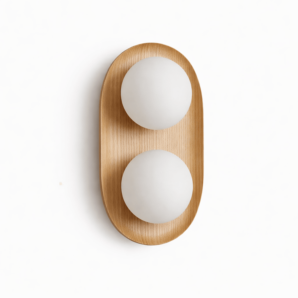 Lampa Ścienna Duo Orb z Drewna
