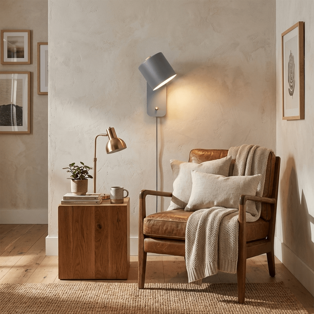 Obrotowa lampa ścienna z cylindrycznym kloszem