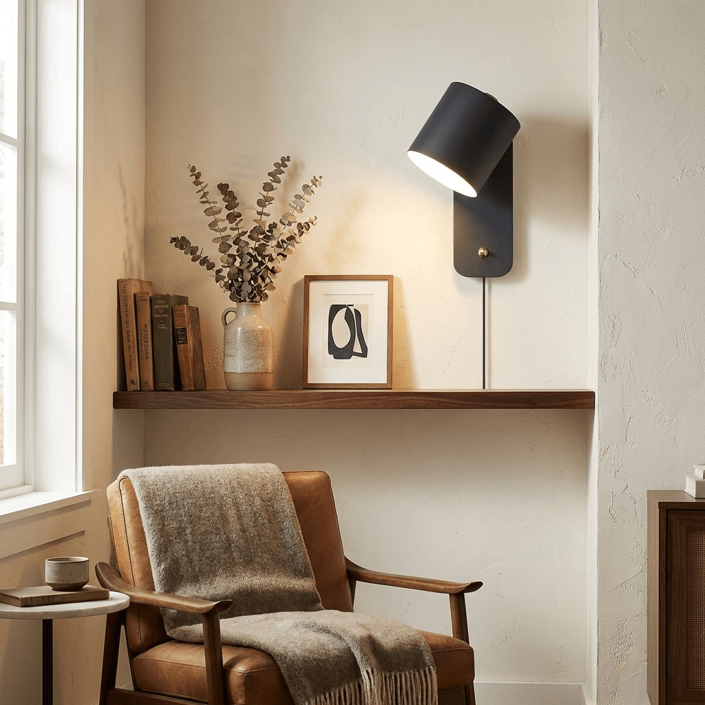 Obrotowa lampa ścienna z cylindrycznym kloszem