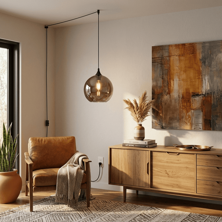 Lampa wisząca z zawieszką w kształcie butelki