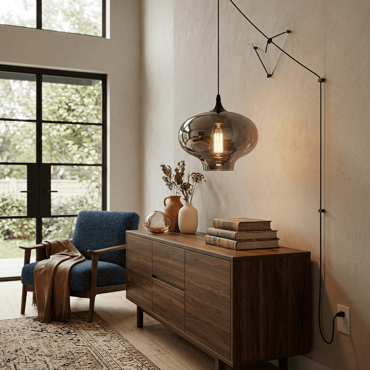 Lampa wisząca z zawieszką w kształcie butelki