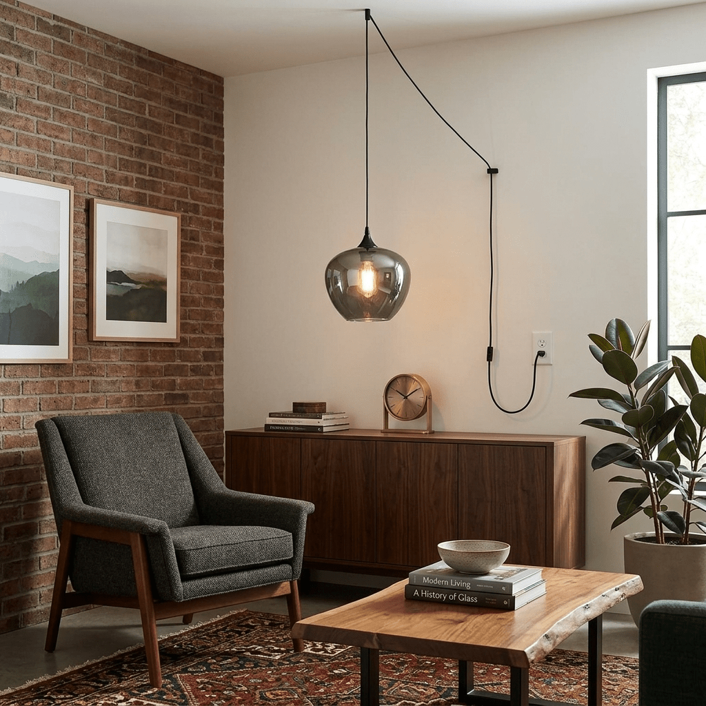 Lampa wisząca z zawieszką w kształcie butelki
