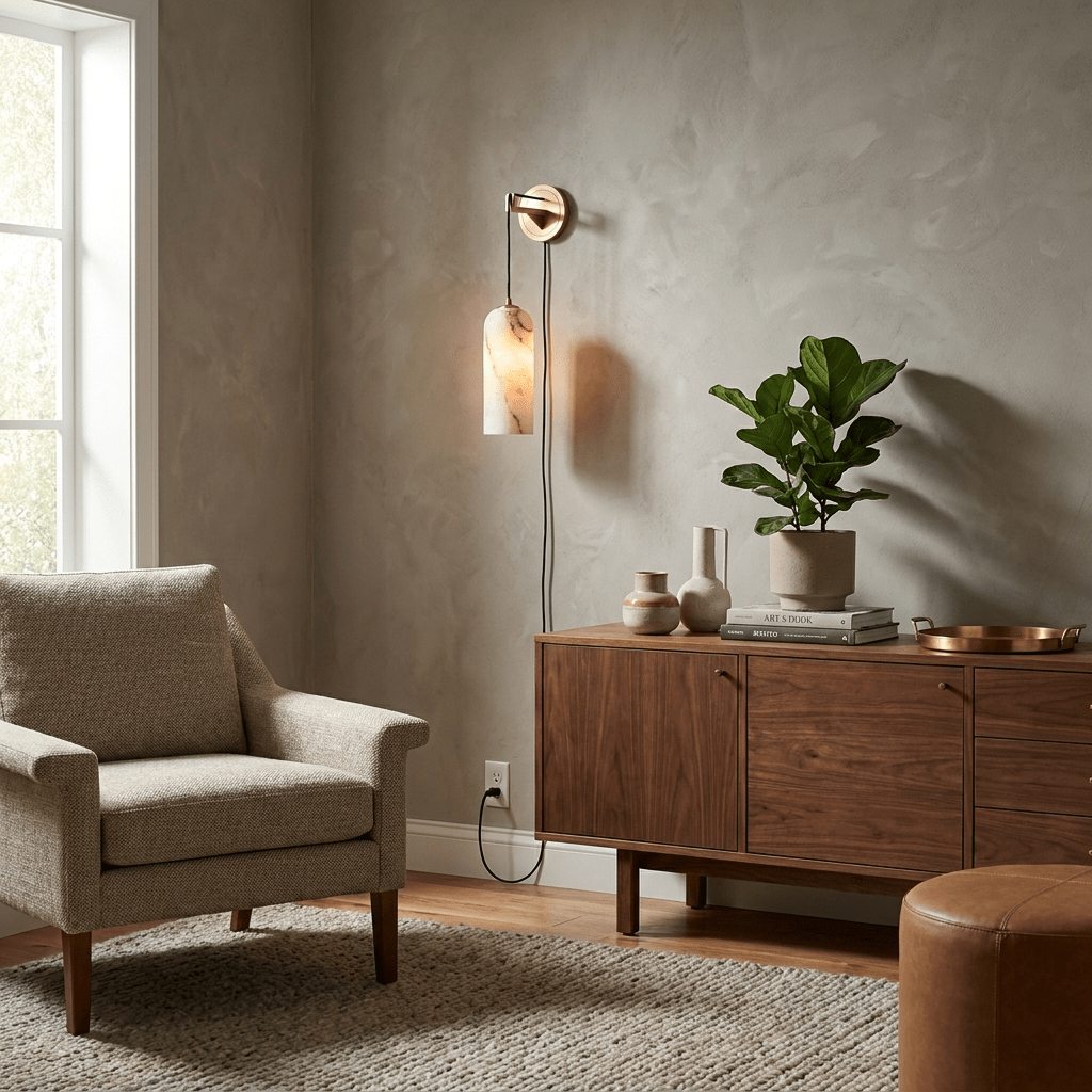 Monty Alabaster Lampa Ścienna z wtyczką