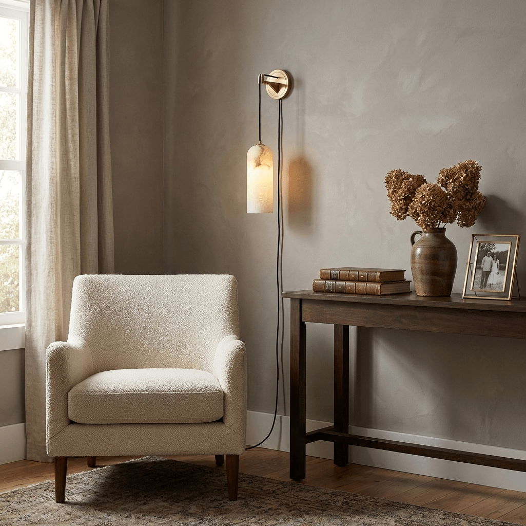 Monty Alabaster Lampa Ścienna z wtyczką