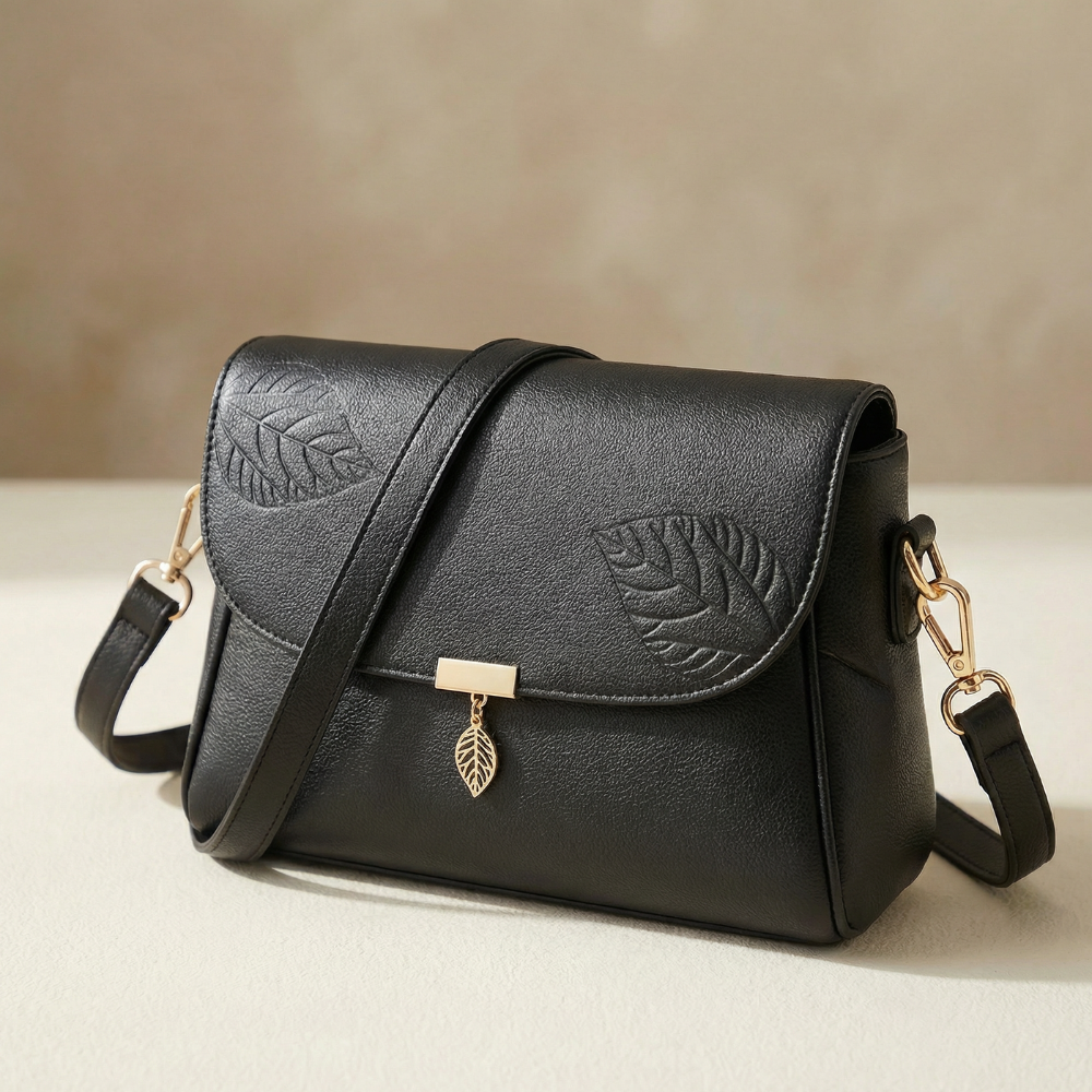 Leafara - Elegancka Torebka Na Ramię z Detalem Liścia