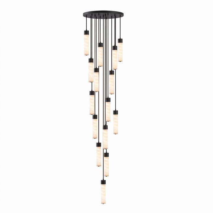 Lampa wisząca Tala z alabastru i mosiądzu