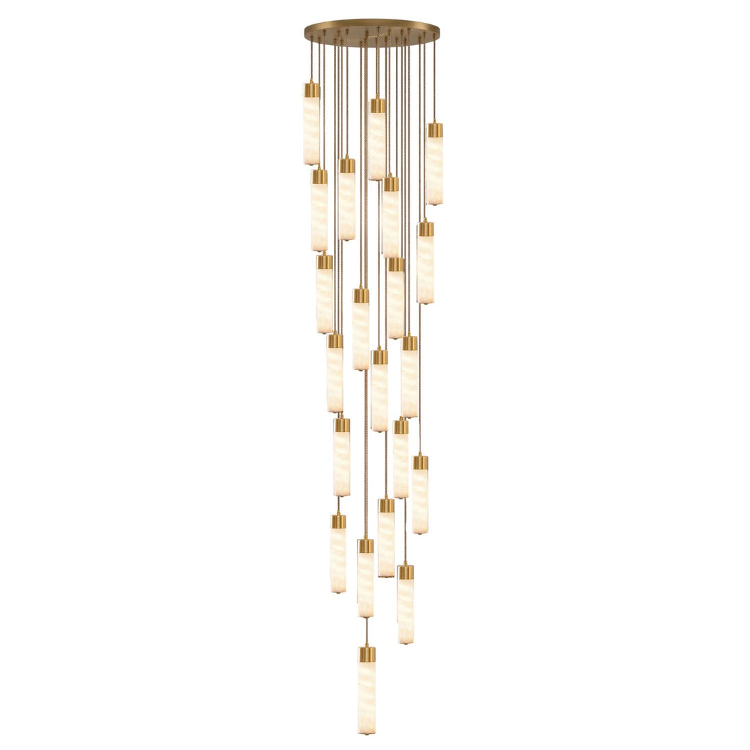 Lampa wisząca Tala z alabastru i mosiądzu