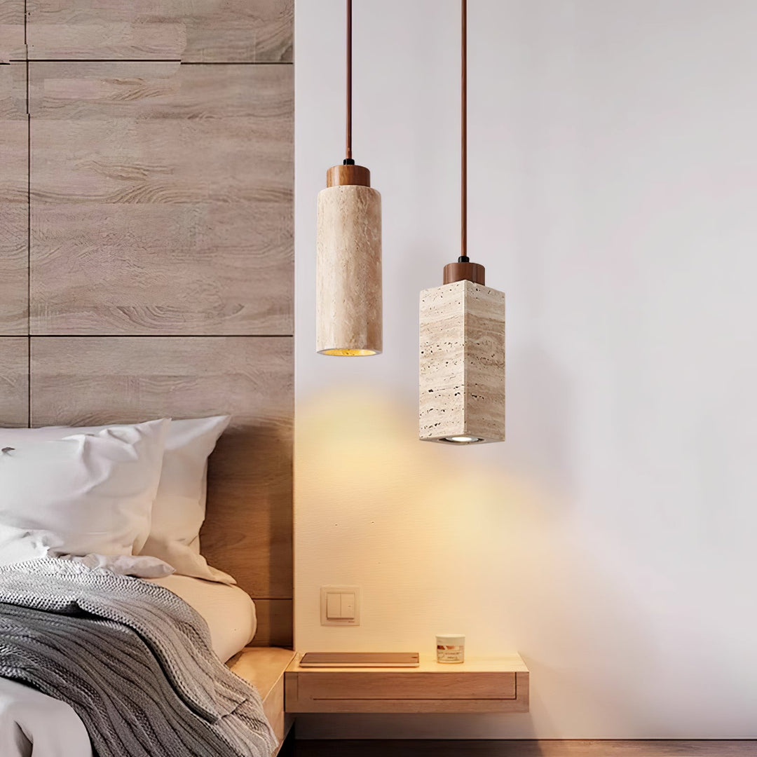 Lampa wisząca Solvara z trawertynu