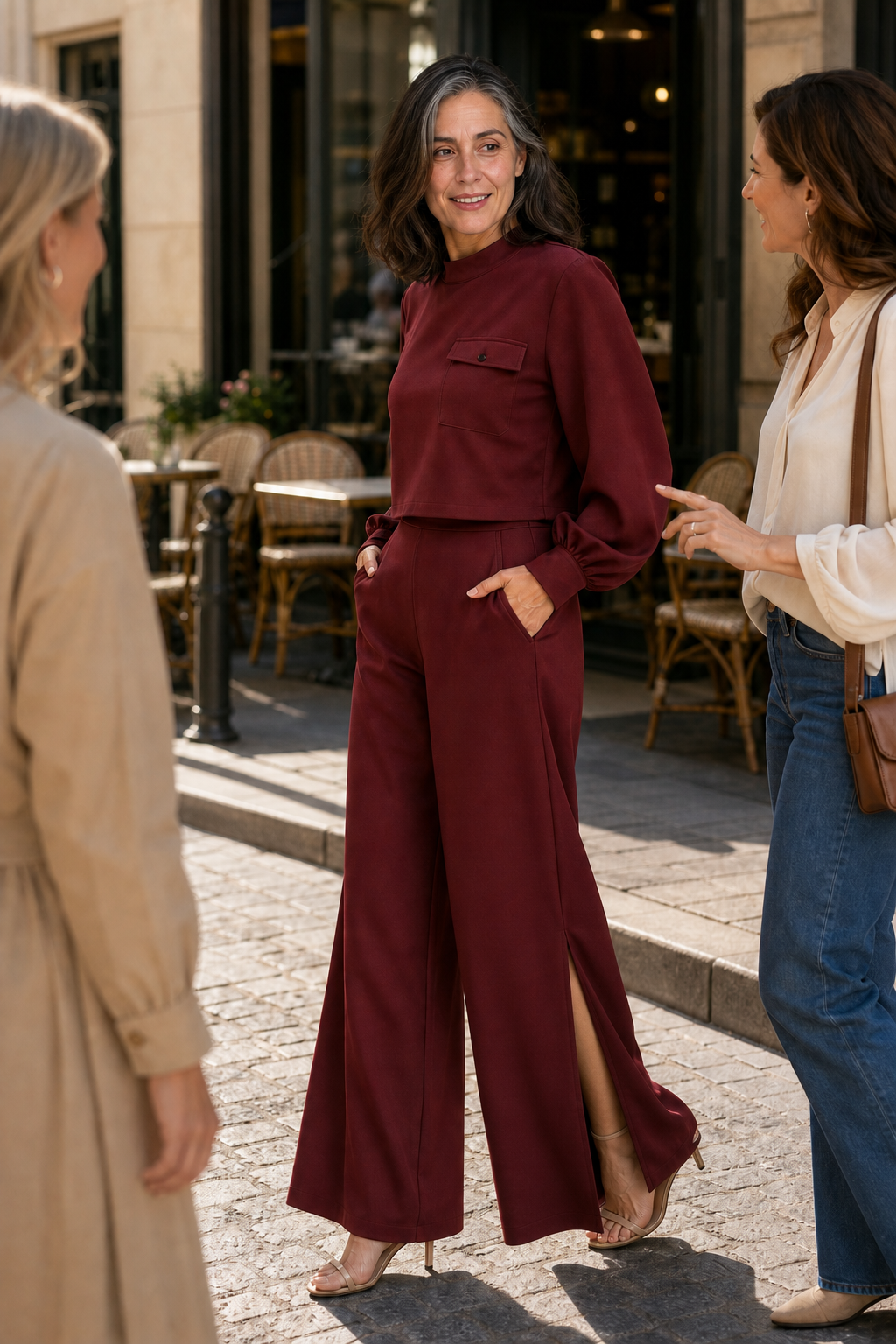 Wearbella – Zestaw bluzki z rękawem biskupa i szerokich spodni