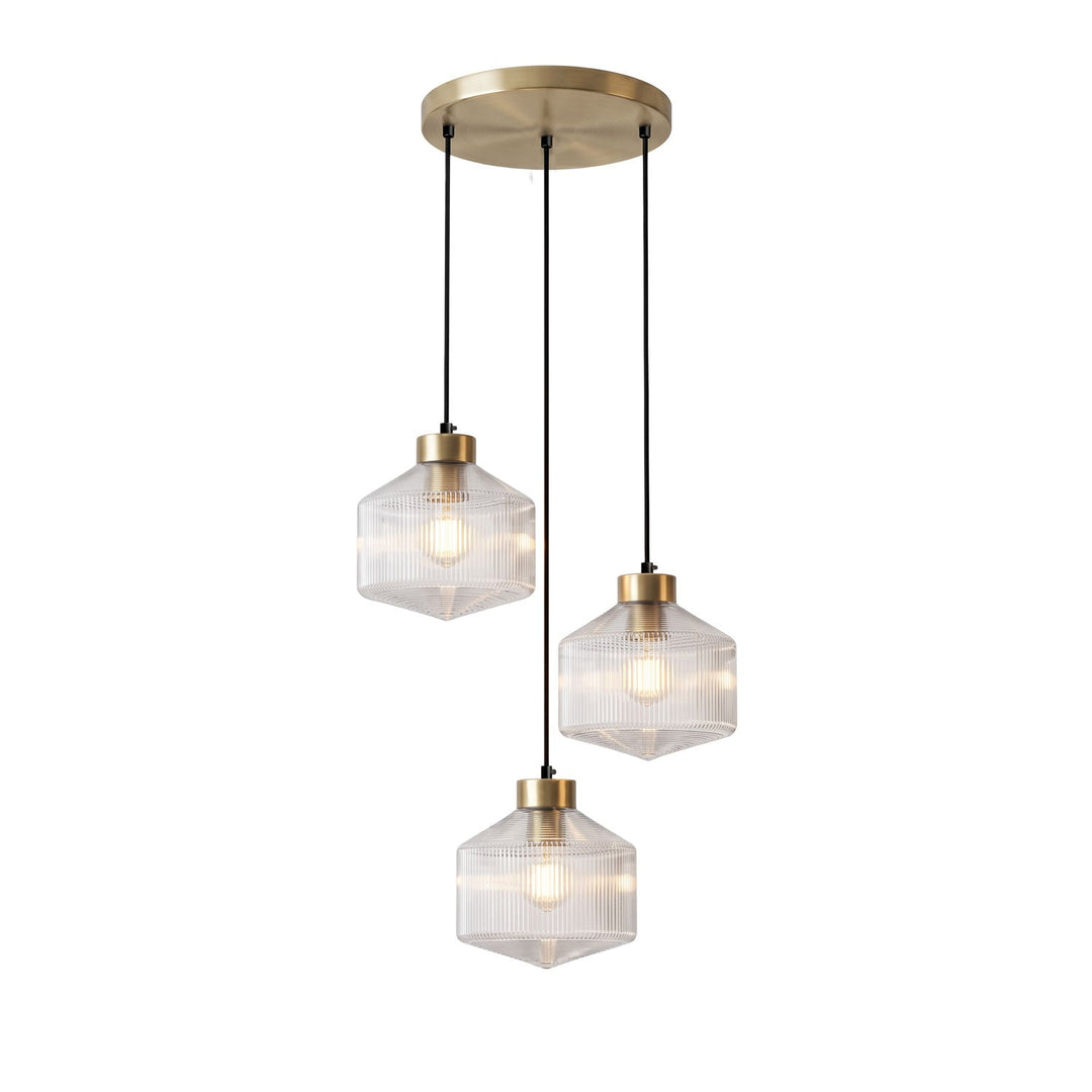 Lampa wisząca w kształcie wirującego bączka w paski