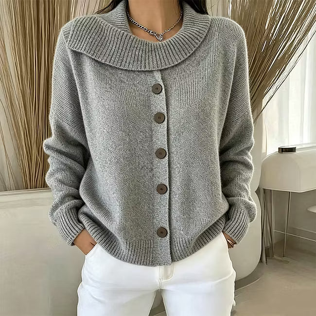 Draperie – Kardigan z dużym kołnierzem w stylu wodospadu