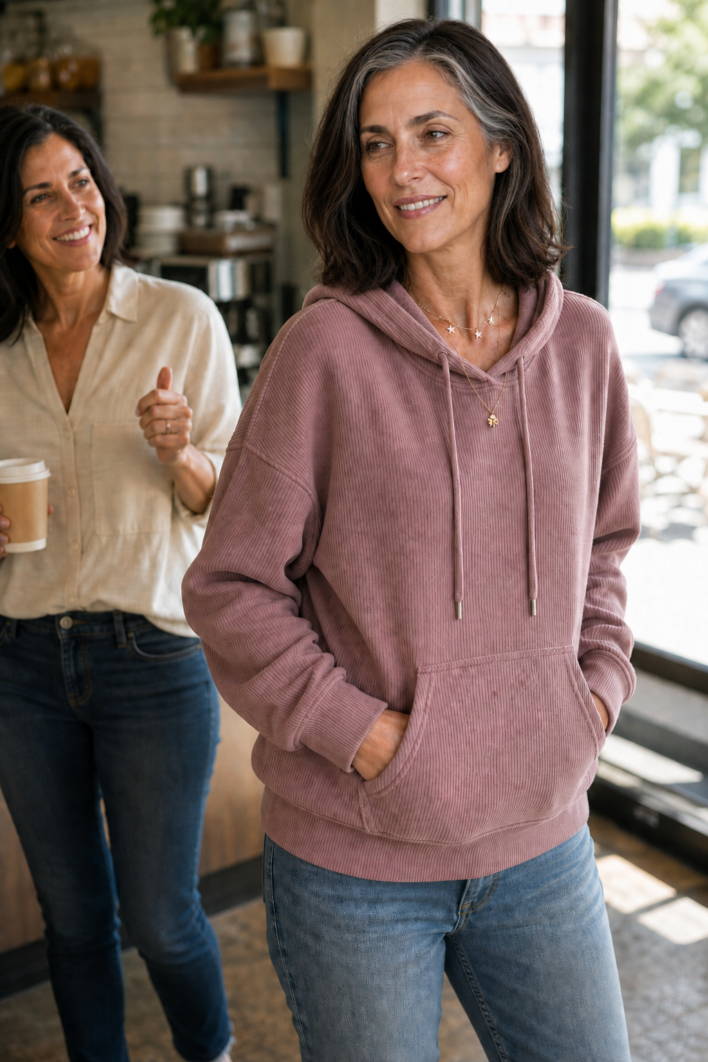 Corduvie – Bluza z kapturem w wyglądzie sztruksu z kieszeniami