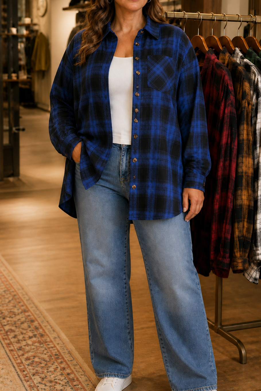 Overshirt &amp; Co – Oversized Koszula Flanelowa w Kratę Buffalo