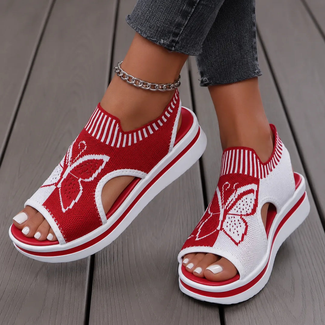 Sockela – Sandały Peep Toe na Platformie z Dzianiny dla Kobiet