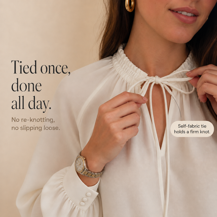 Wearbella – Bluzka z Chiffonem z Wiązaniem przy Szyi i Rękawami Lampionowymi