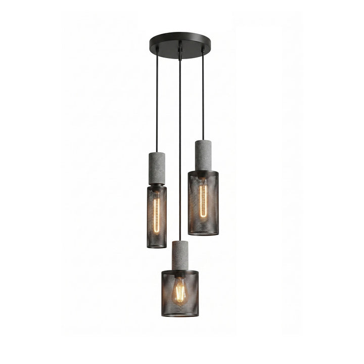 Lampa wisząca z siatki cementowej