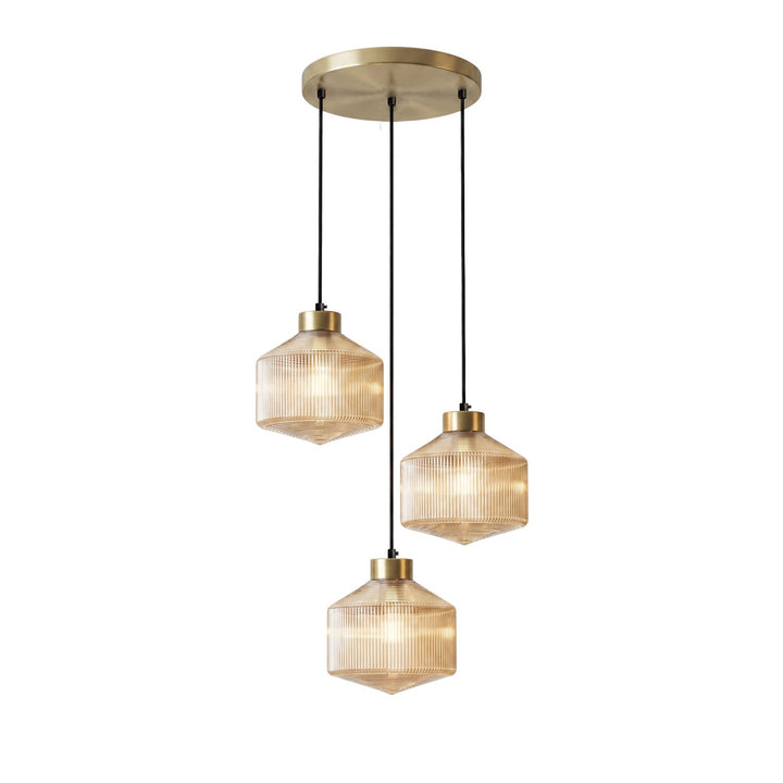 Lampa wisząca w kształcie wirującego bączka w paski