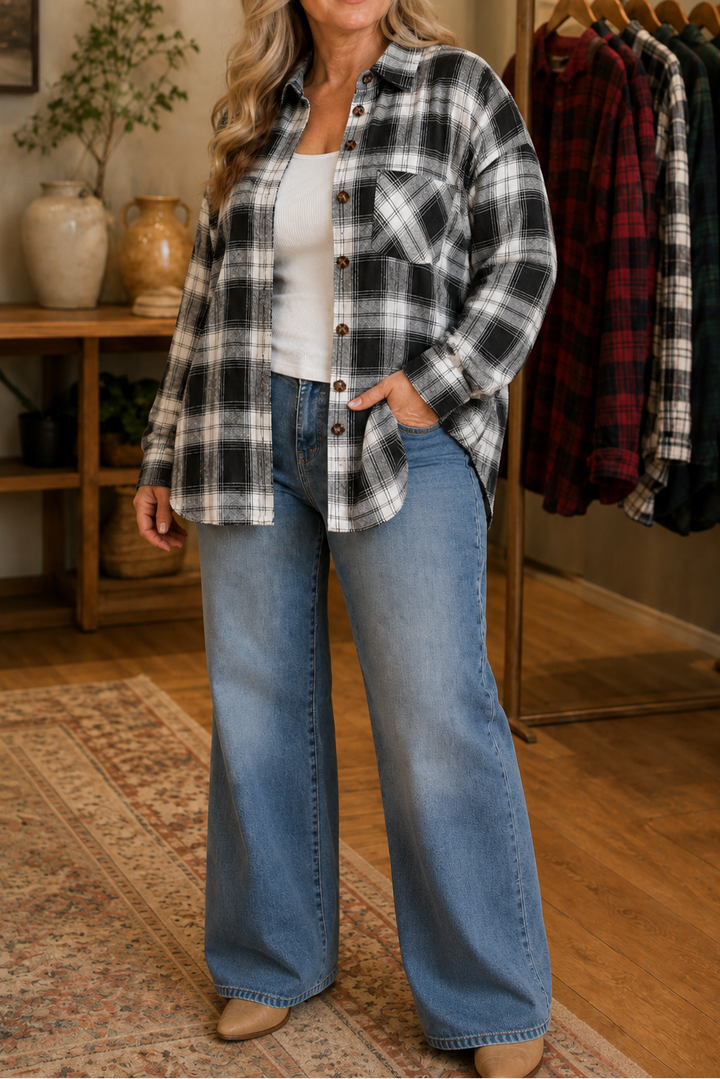 Overshirt &amp; Co – Oversized Koszula Flanelowa w Kratę Buffalo