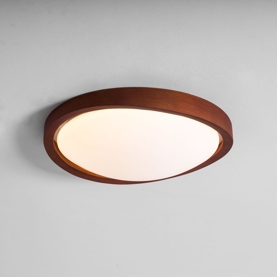 Lampa sufitowa z orzecha włoskiego z zaokrąglonymi krawędziami