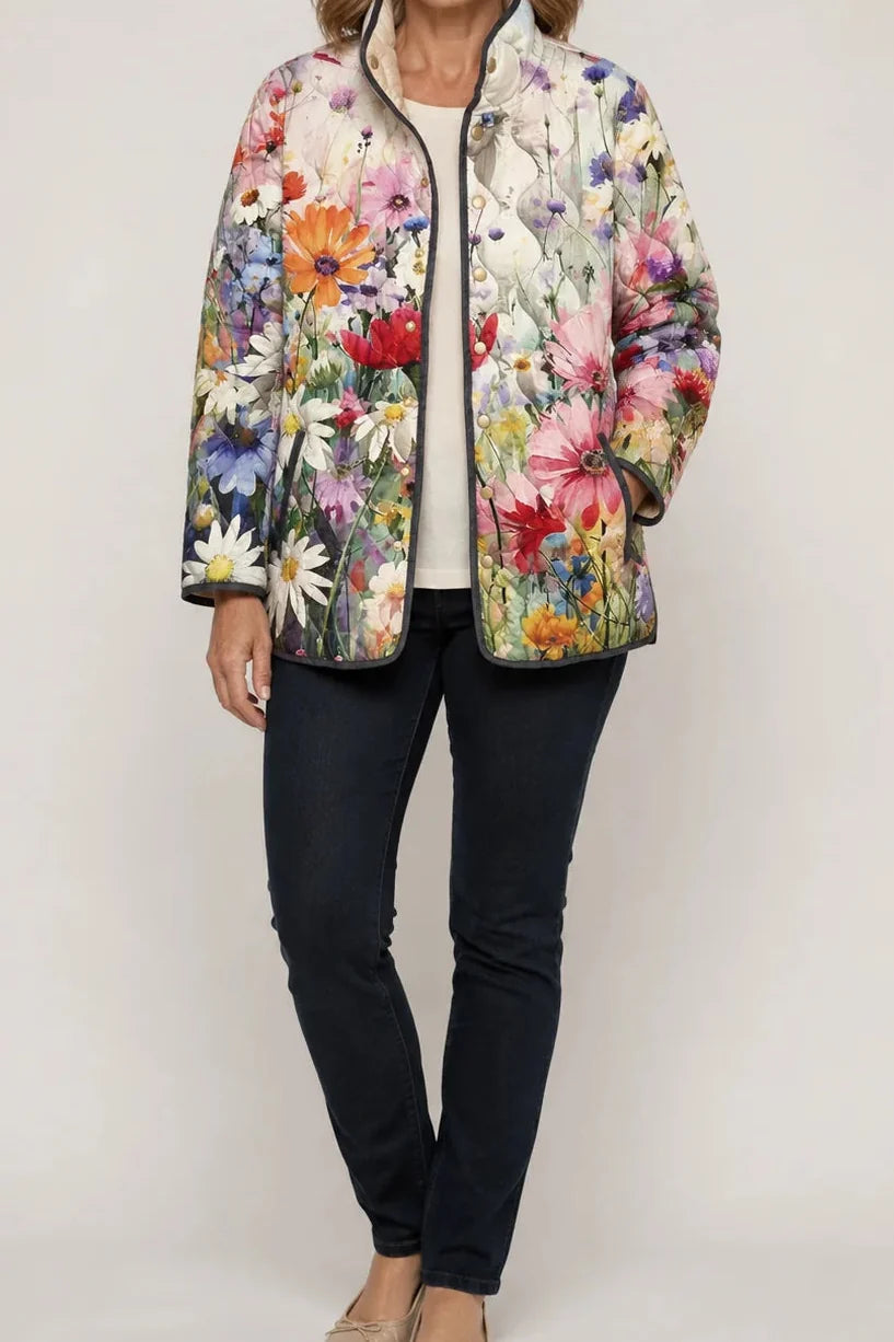 Wearbella – Kurtka Puchowa z Kwiatowym Wzorem