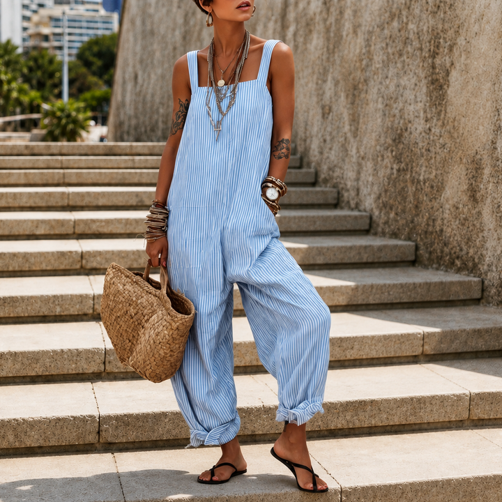 Wearbella – Kombinezon z regulowanymi ramiączkami w paski, wysoki stan
