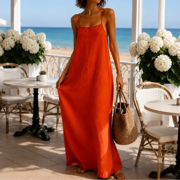 Marelle – Sukienka Maxi w Stylu Lnianym