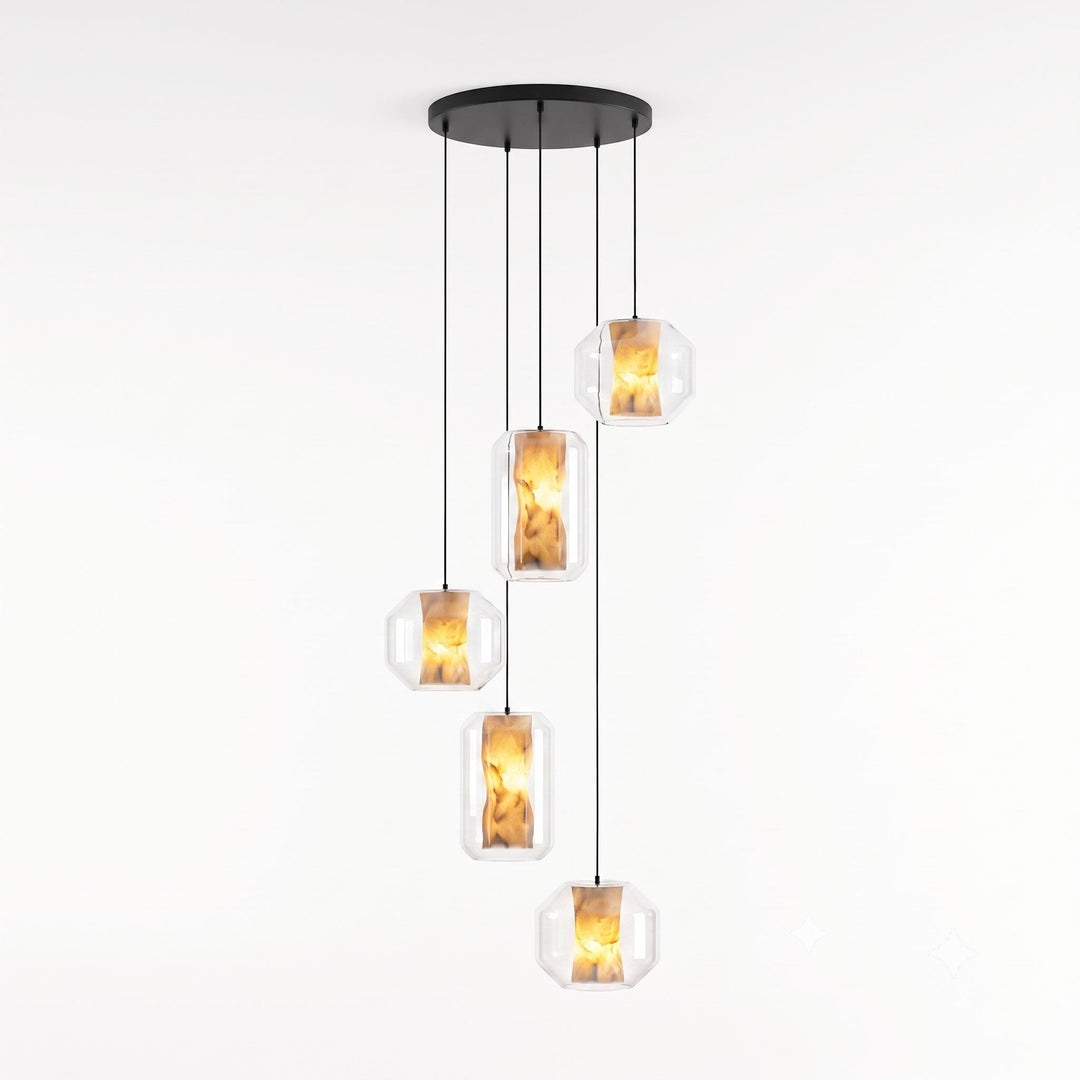 Lampa wisząca z alabastrowego szkła w cylindrze