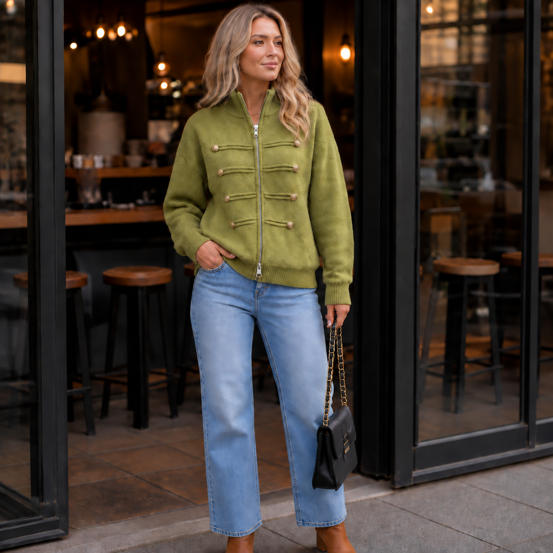 Wearbella – Kurtka z podwójnym zamkiem i prążkowanym splotem