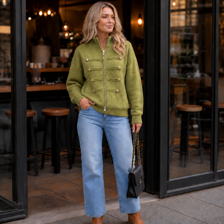 Wearbella – Kurtka z podwójnym zamkiem i prążkowanym splotem