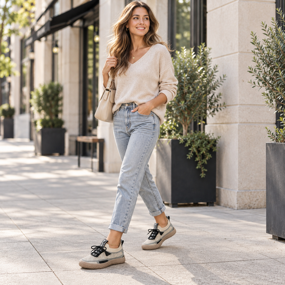 Vivelyn – Sneakersy z dzianinowym wierzchem i amortyzowaną podeszwą