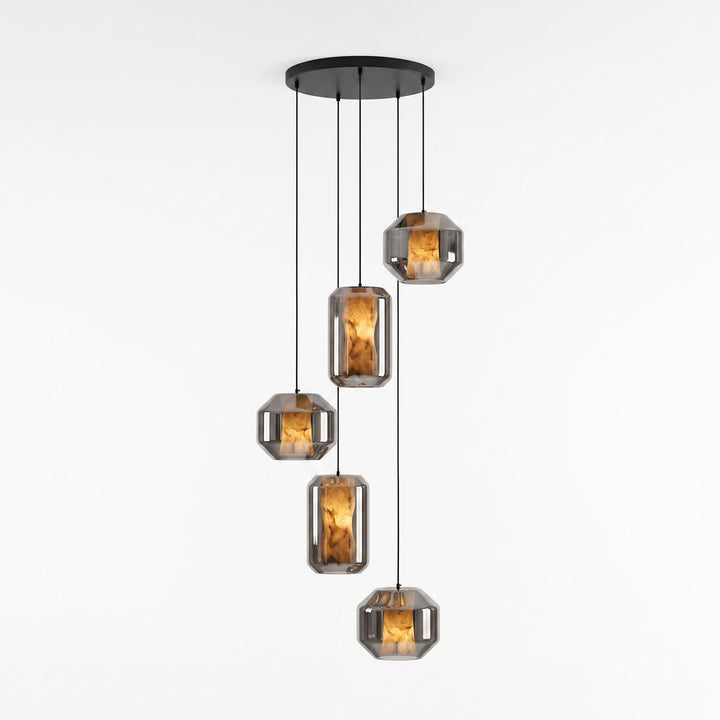Lampa wisząca z alabastrowego szkła w cylindrze