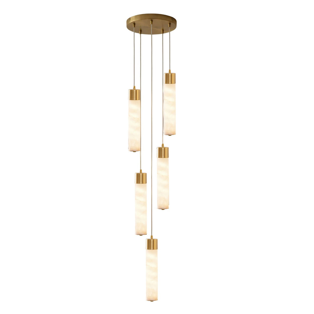 Lampa wisząca Tala z alabastru i mosiądzu
