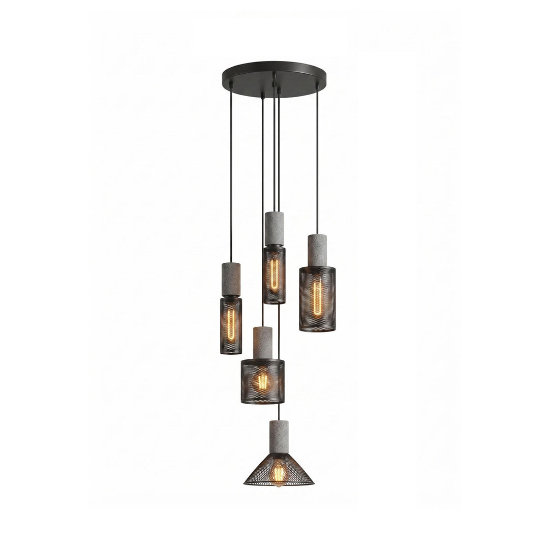 Lampa wisząca z siatki cementowej