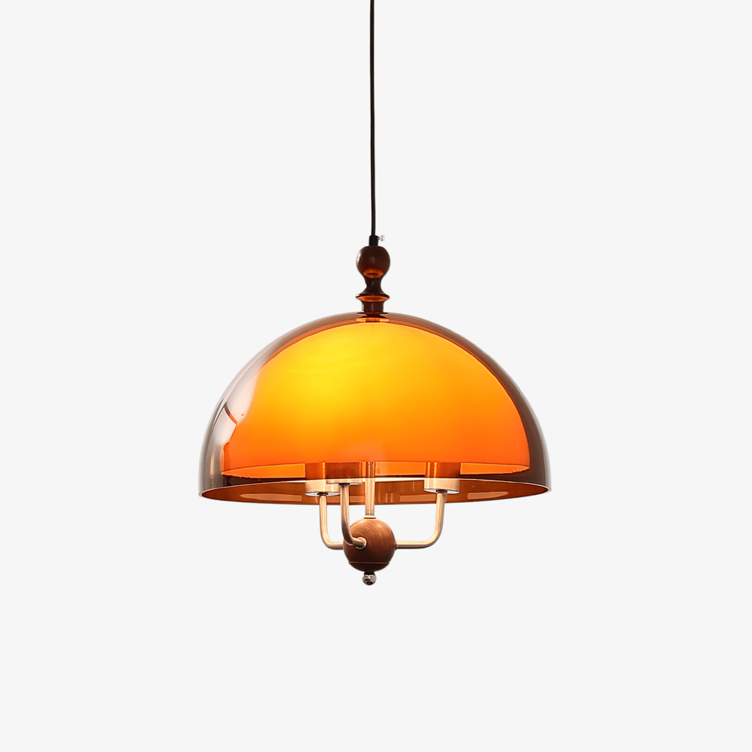 Bursztynowa lampa wisząca w kształcie kopuły