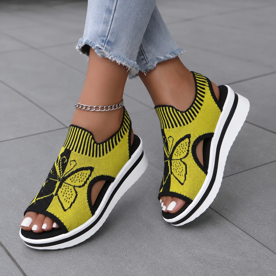 Sockela – Sandały Peep Toe na Platformie z Dzianiny dla Kobiet