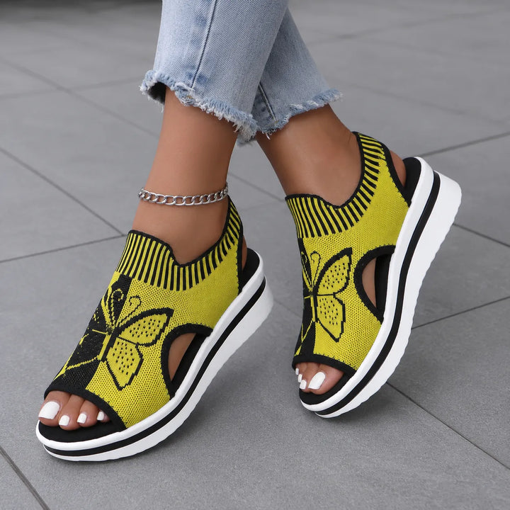 Sockela – Sandały Peep Toe na Platformie z Dzianiny dla Kobiet