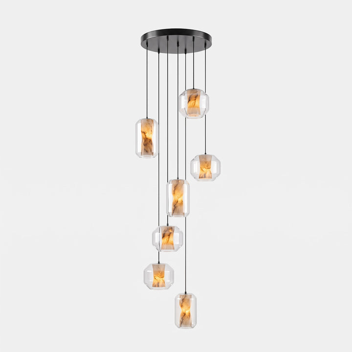 Lampa wisząca z alabastrowego szkła w cylindrze