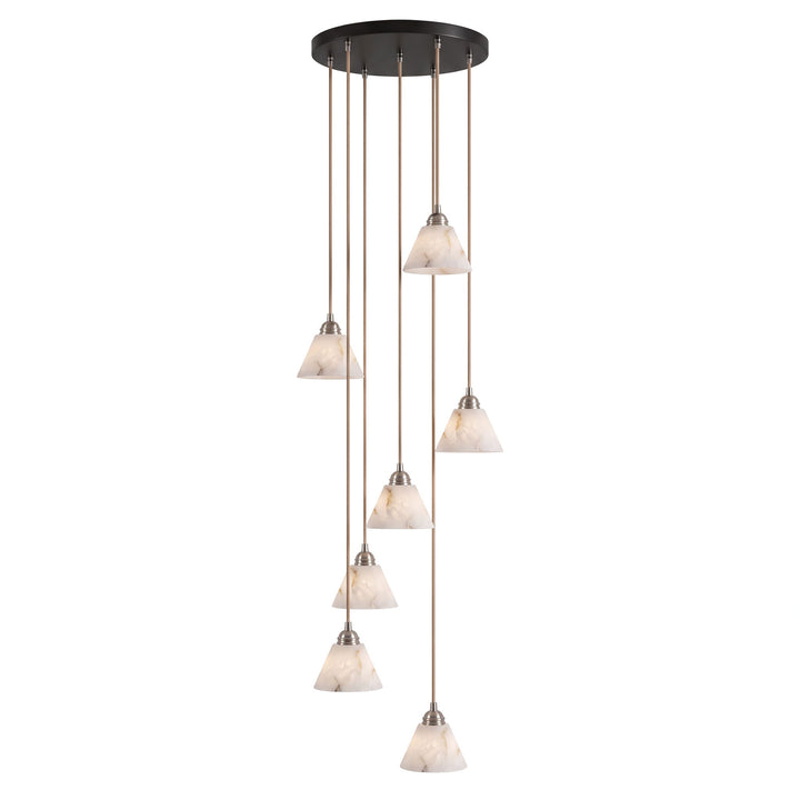 Stożkowa Lampa Wisząca z Alabastru i Mosiądzu