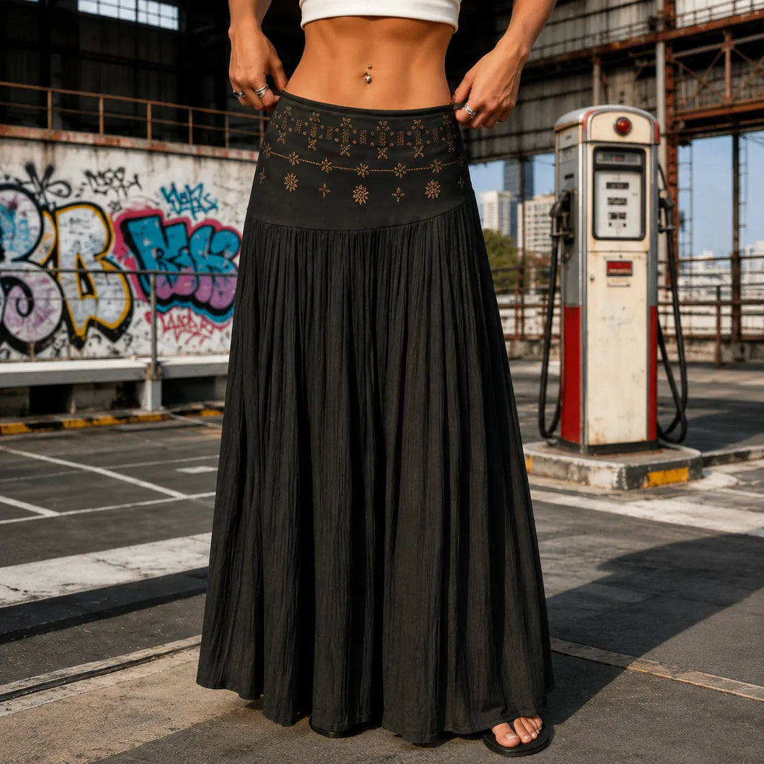 Soléra – Spódnica maxi boho w kształcie litery A z wysokim stanem dla kobiet
