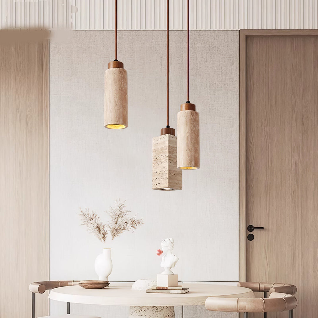Lampa wisząca Solvara z trawertynu