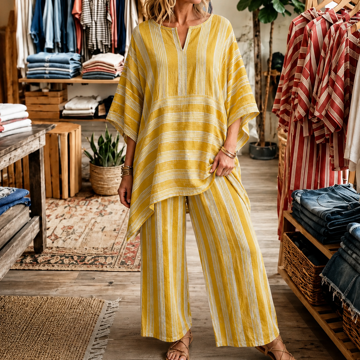 Ease &amp; Stripe – Tunika w paski z dekoltem w serek i zestaw spodni