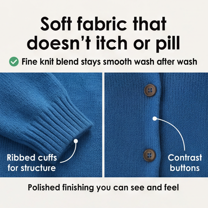 Collete – Damski miękki kardigan z dzianiny z kołnierzykiem Peter Pan