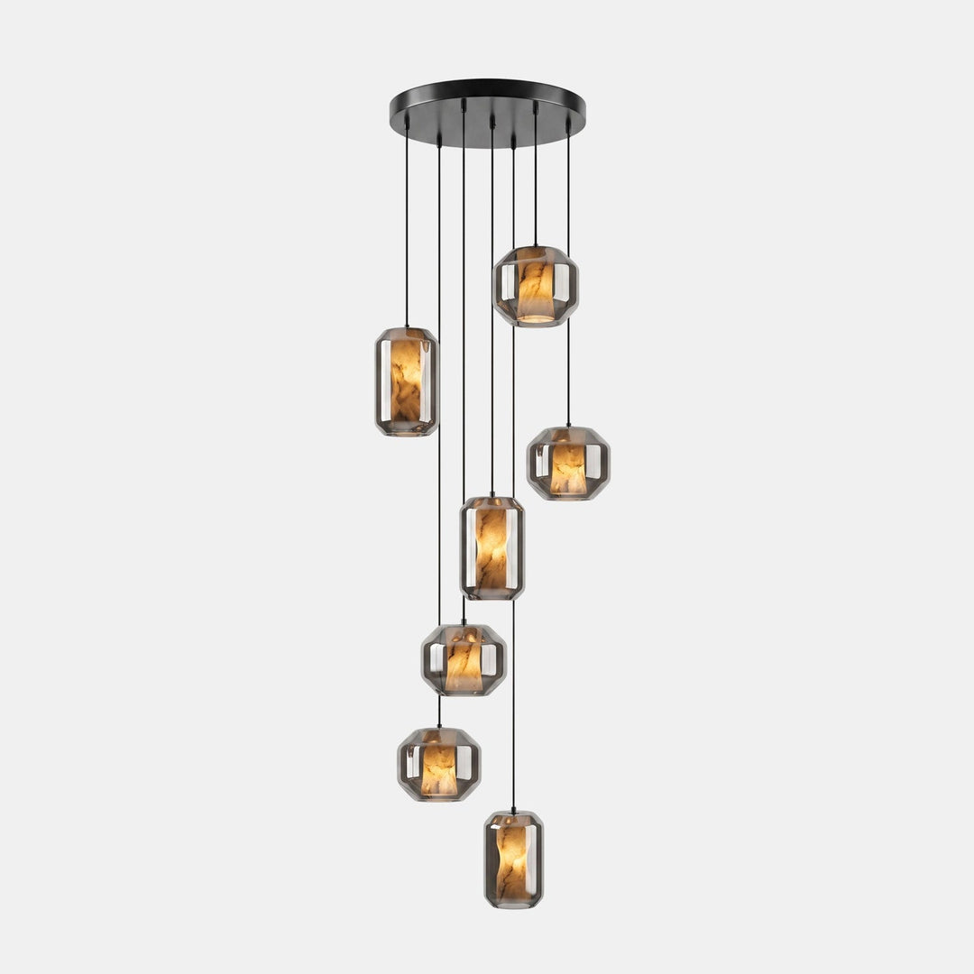 Lampa wisząca z alabastrowego szkła w cylindrze