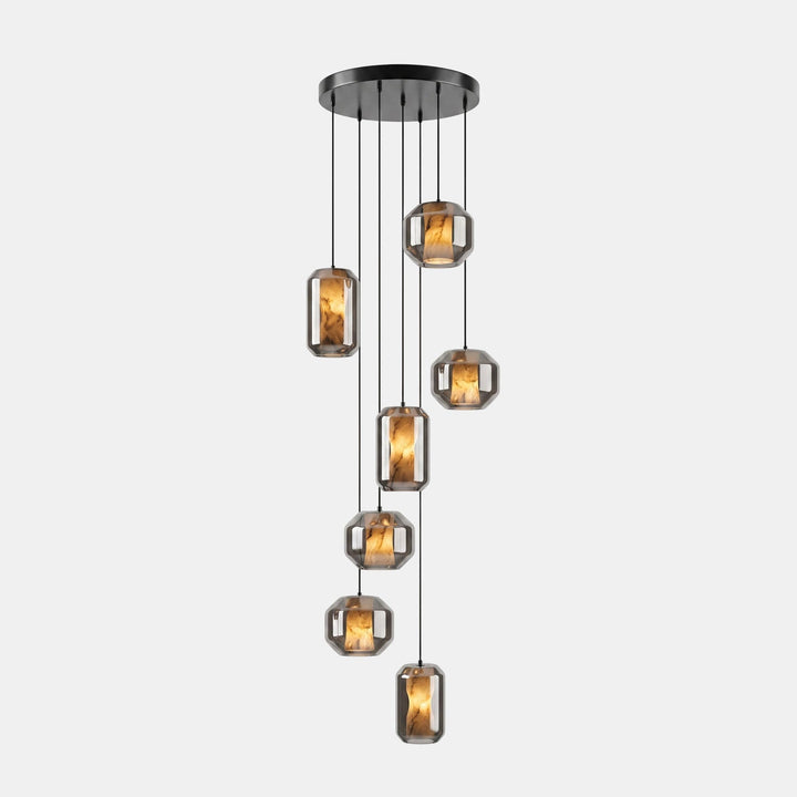 Lampa wisząca z alabastrowego szkła w cylindrze
