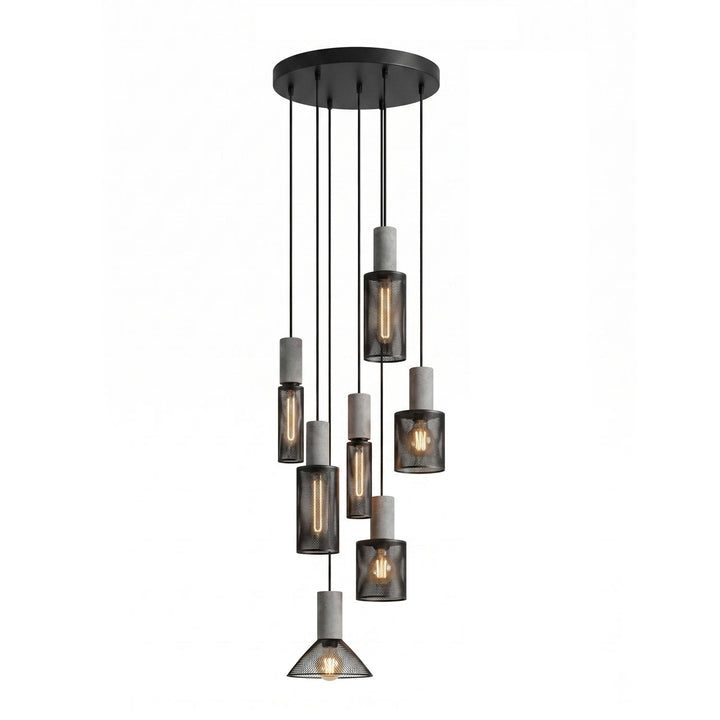 Lampa wisząca z siatki cementowej