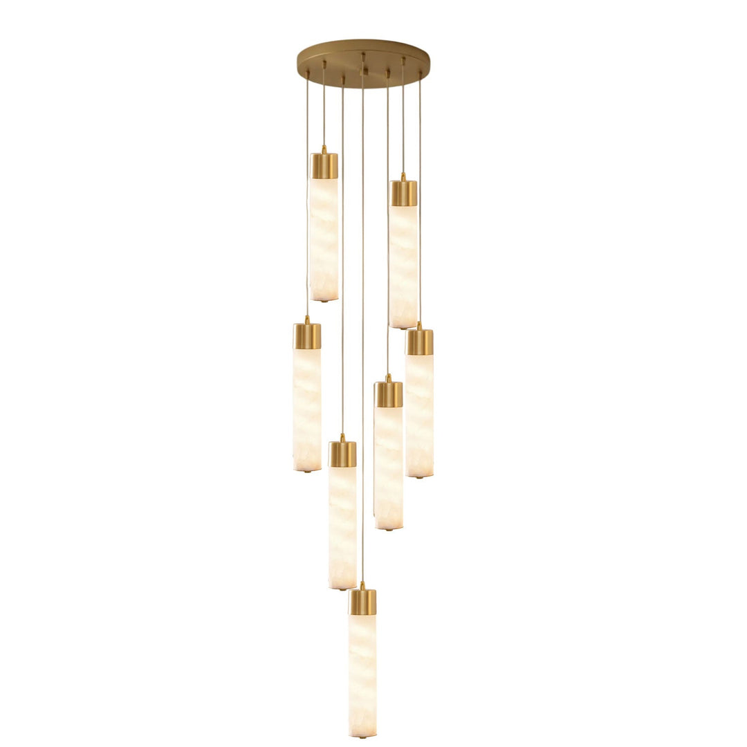 Lampa wisząca Tala z alabastru i mosiądzu