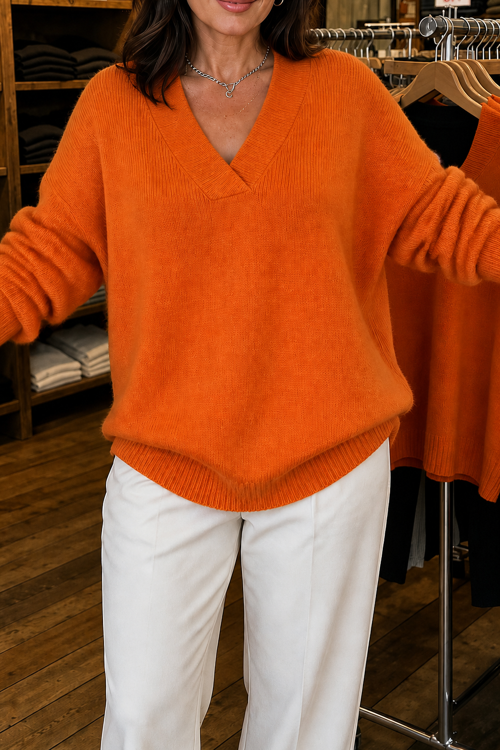 Softline – Sweter z dekoltem w serek i prążkowanym wykończeniem
