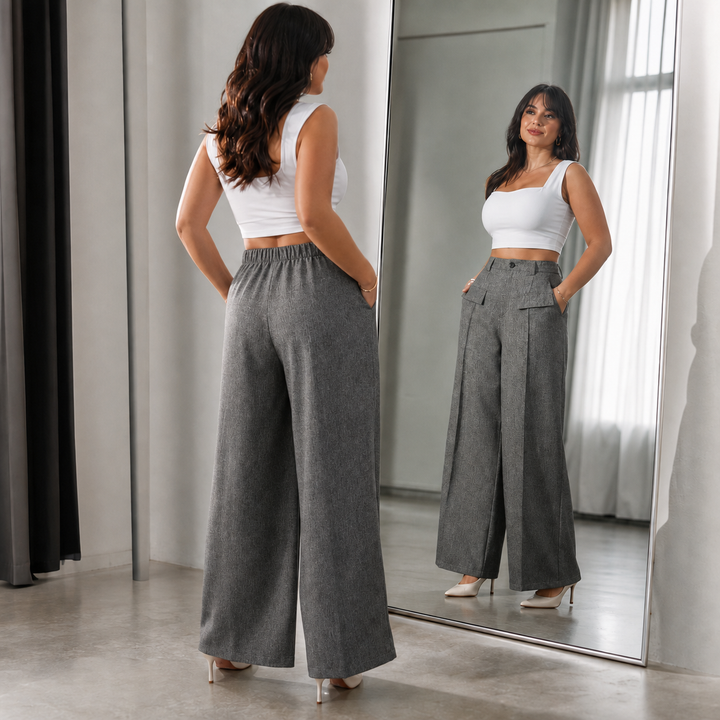 Wearbella – Spodnie z wysokim stanem, szerokie nogawki