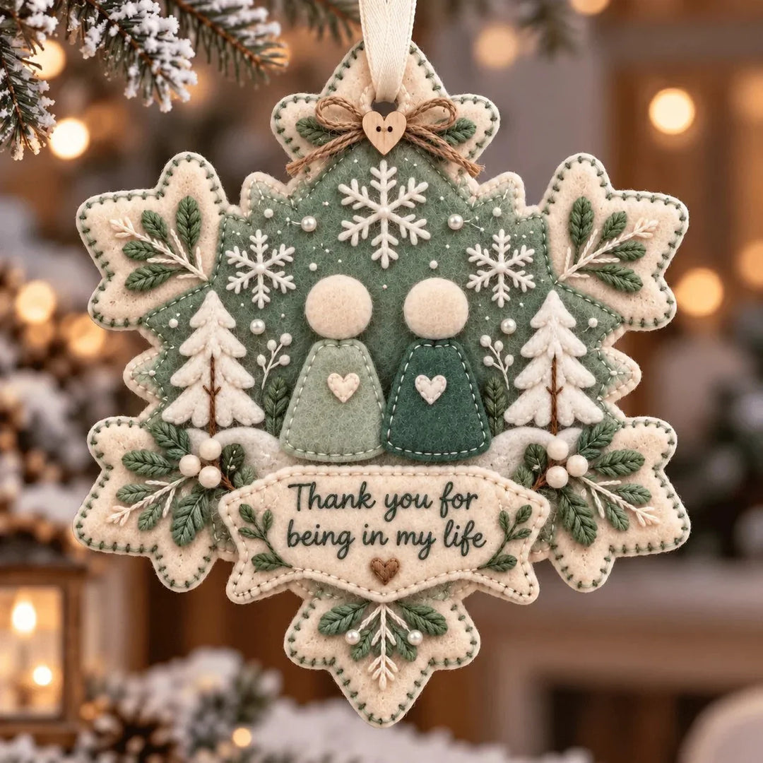 Heartfelt – Warstwowy filcowy ornament "Dziękuję"