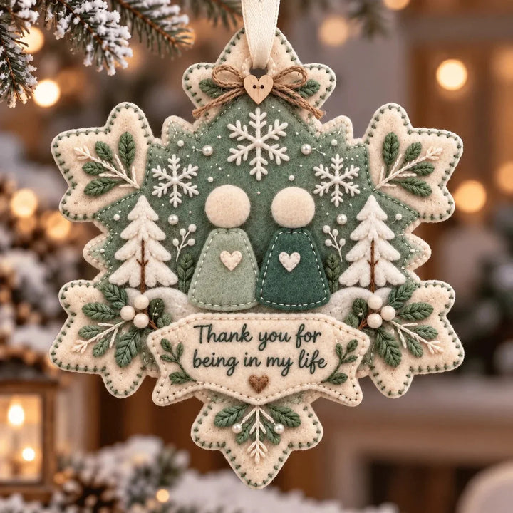 Heartfelt – Warstwowy filcowy ornament "Dziękuję"